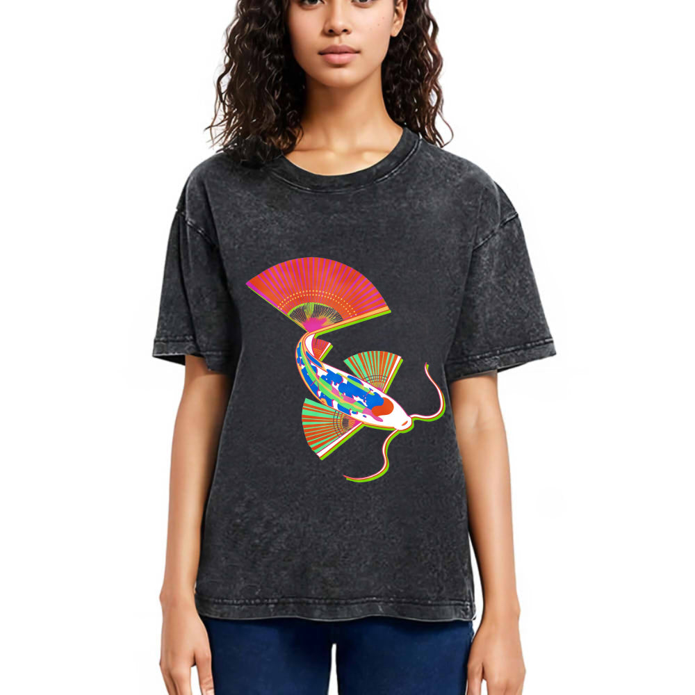 Tokyosol Japanese Traditional Fish Washed T-Shirt