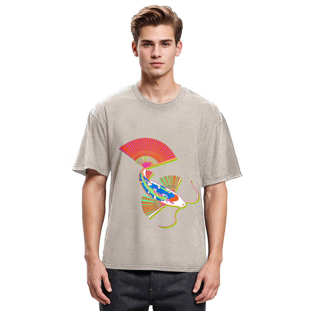 Tokyosol Japanese Traditional Fish Washed T-Shirt