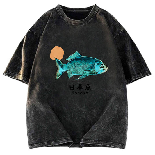 Tokyosol Japanese Fish Vintage Washed T-Shirt