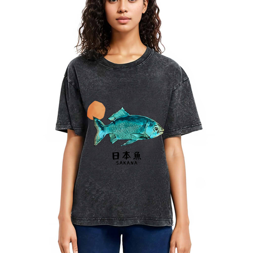 Tokyosol Japanese Fish Vintage Washed T-Shirt
