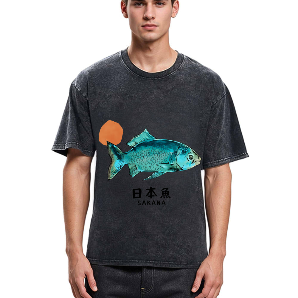 Tokyosol Japanese Fish Vintage Washed T-Shirt
