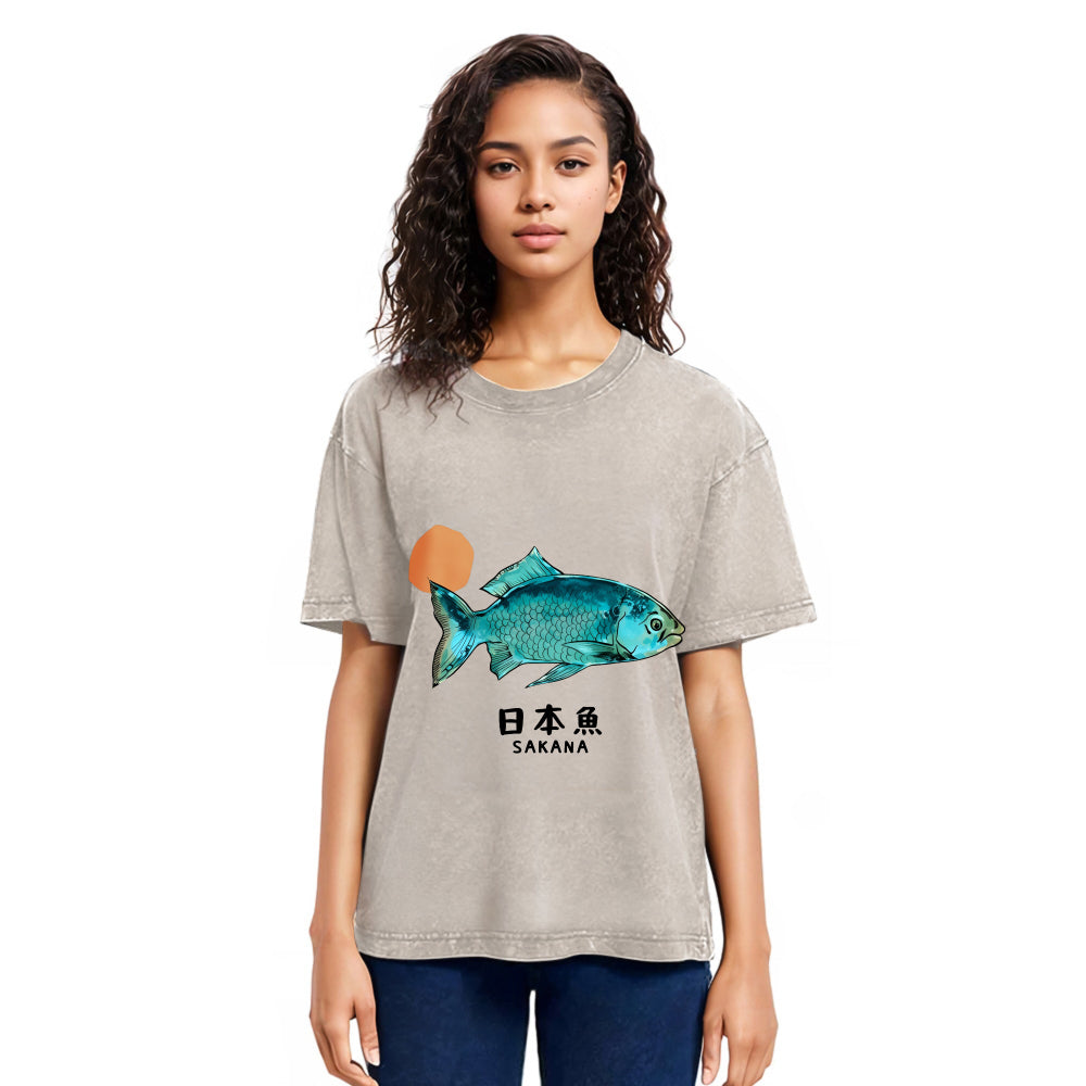 Tokyosol Japanese Fish Vintage Washed T-Shirt