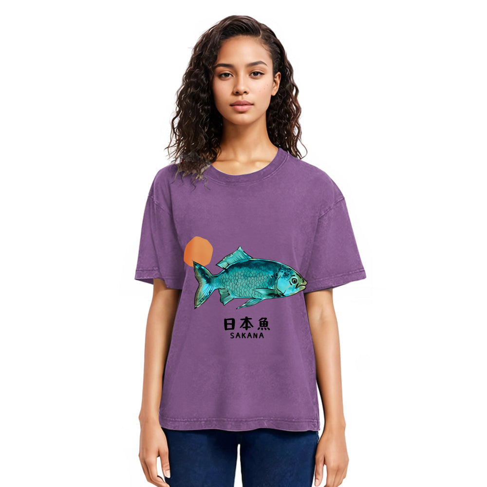 Tokyosol Japanese Fish Vintage Washed T-Shirt