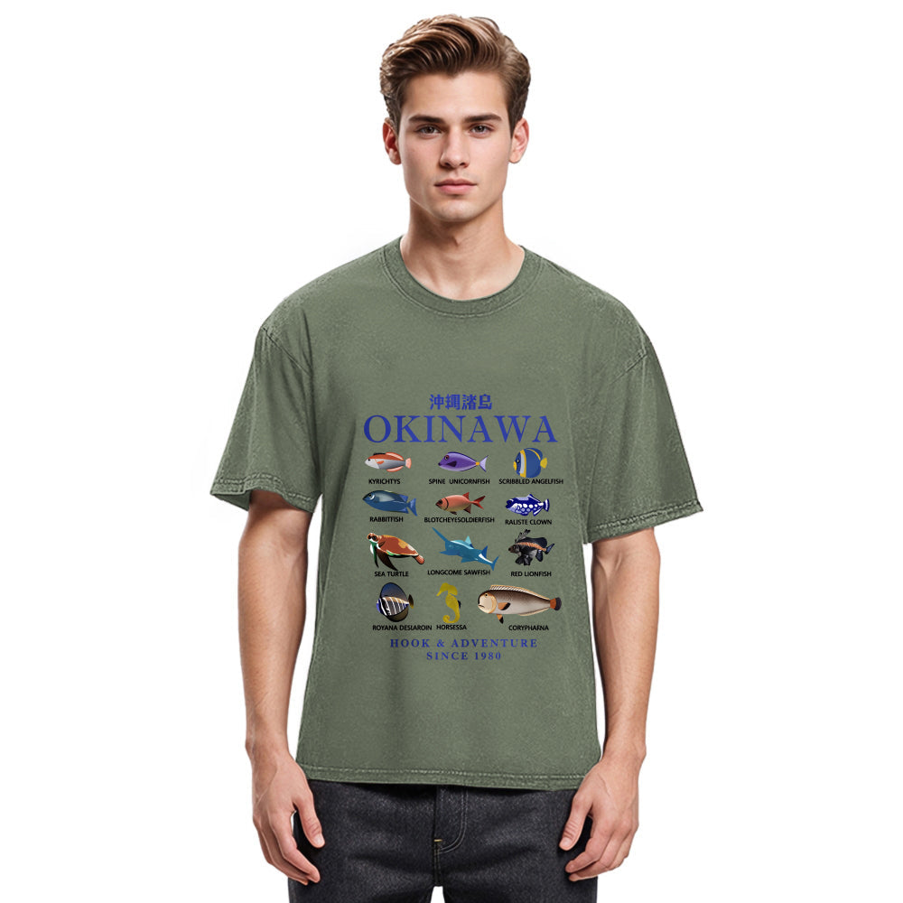 Tokyosol Okinawa Islands Fish Washed T-Shirt