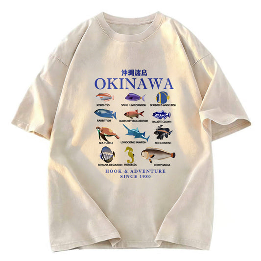 Tokyosol Okinawa Islands Fish Washed T-Shirt