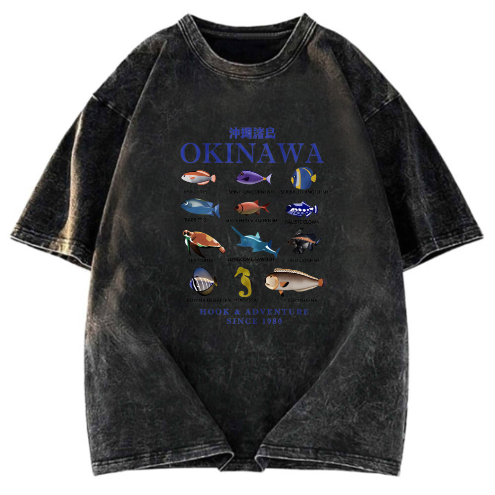 Tokyosol Okinawa Islands Fish Washed T-Shirt