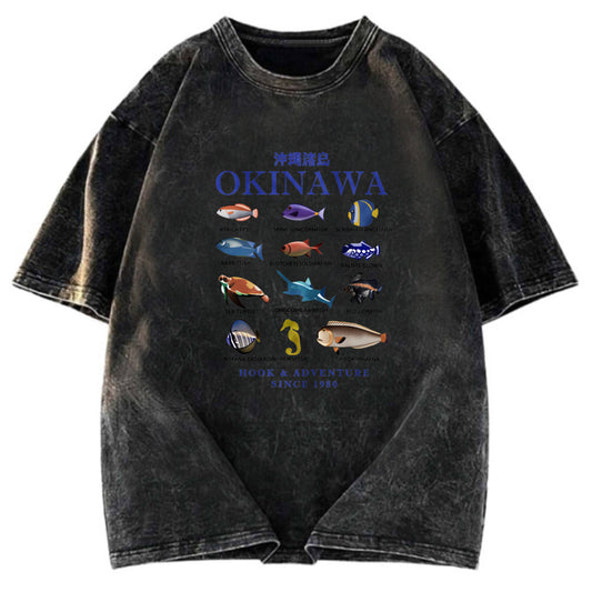 Tokyosol Okinawa Islands Fish Washed T-Shirt