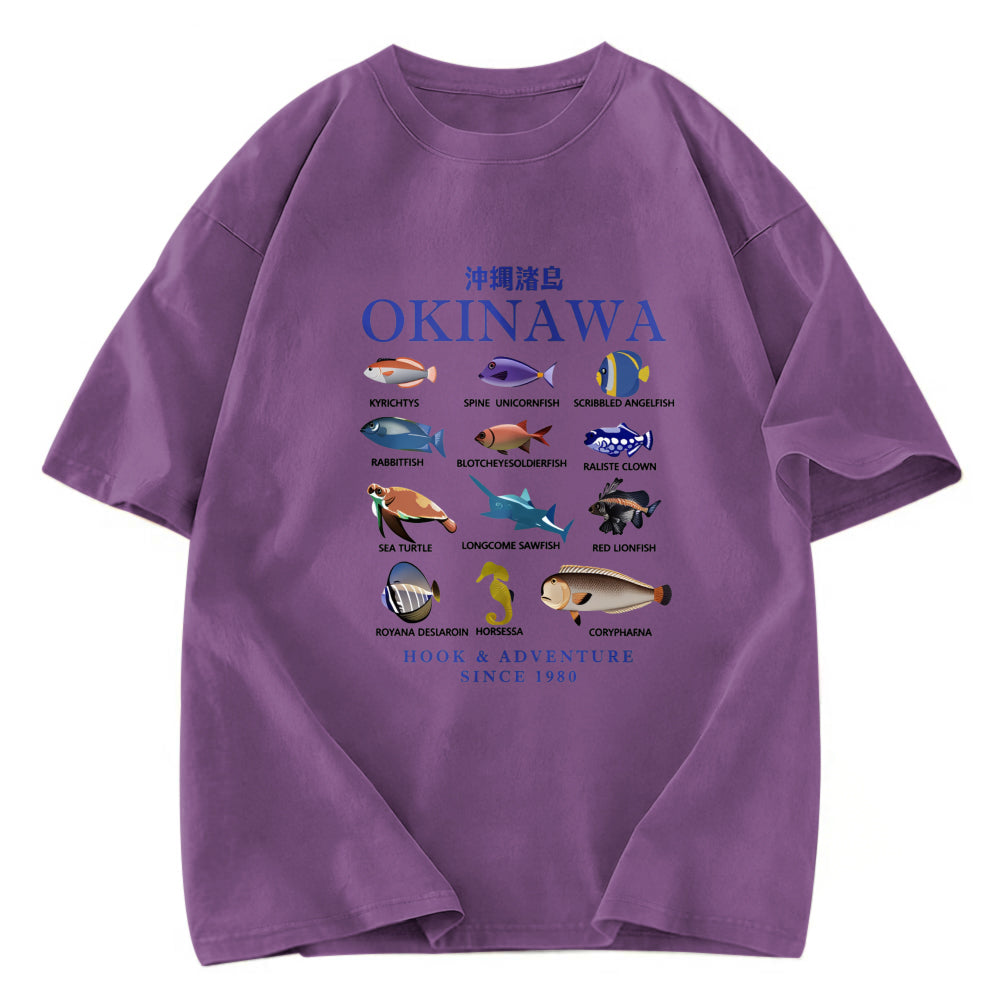 Tokyosol Okinawa Islands Fish Washed T-Shirt