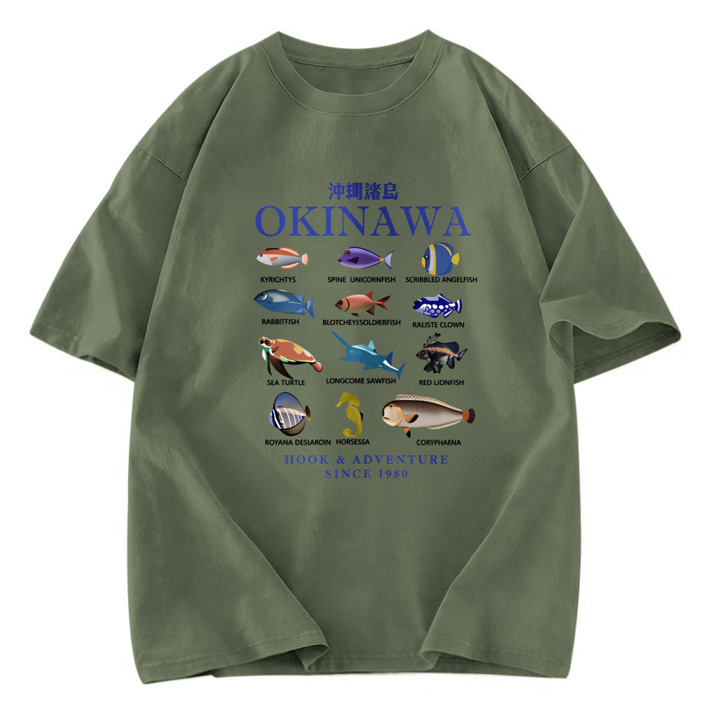 Tokyosol Okinawa Islands Fish Washed T-Shirt