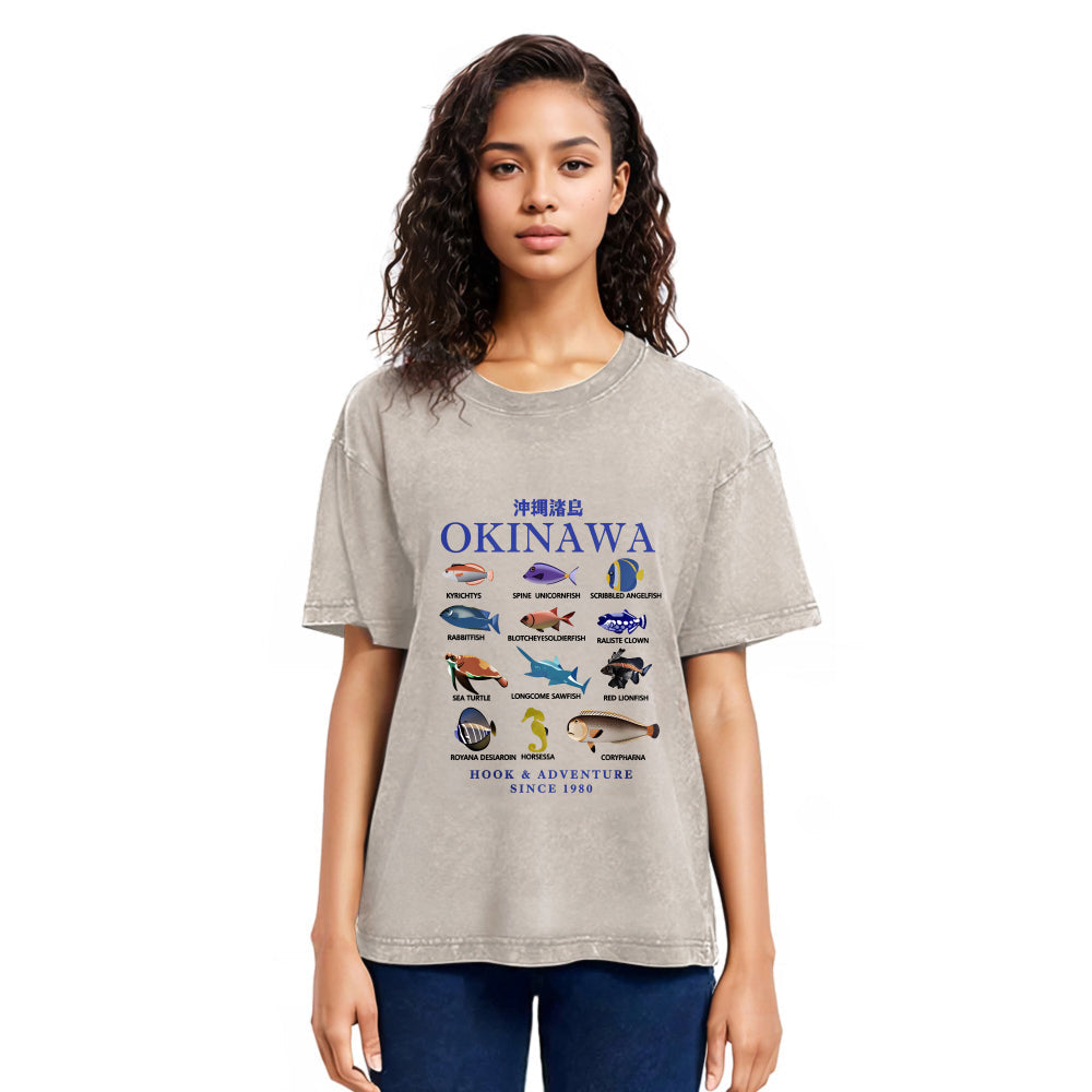 Tokyosol Okinawa Islands Fish Washed T-Shirt