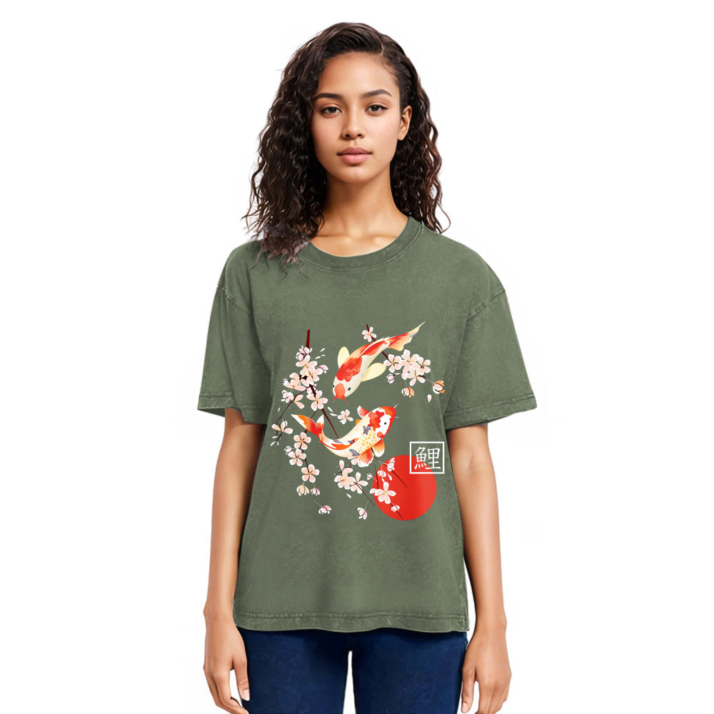 Tokyosol Japanese Auspicious Carp Washed T-Shirt