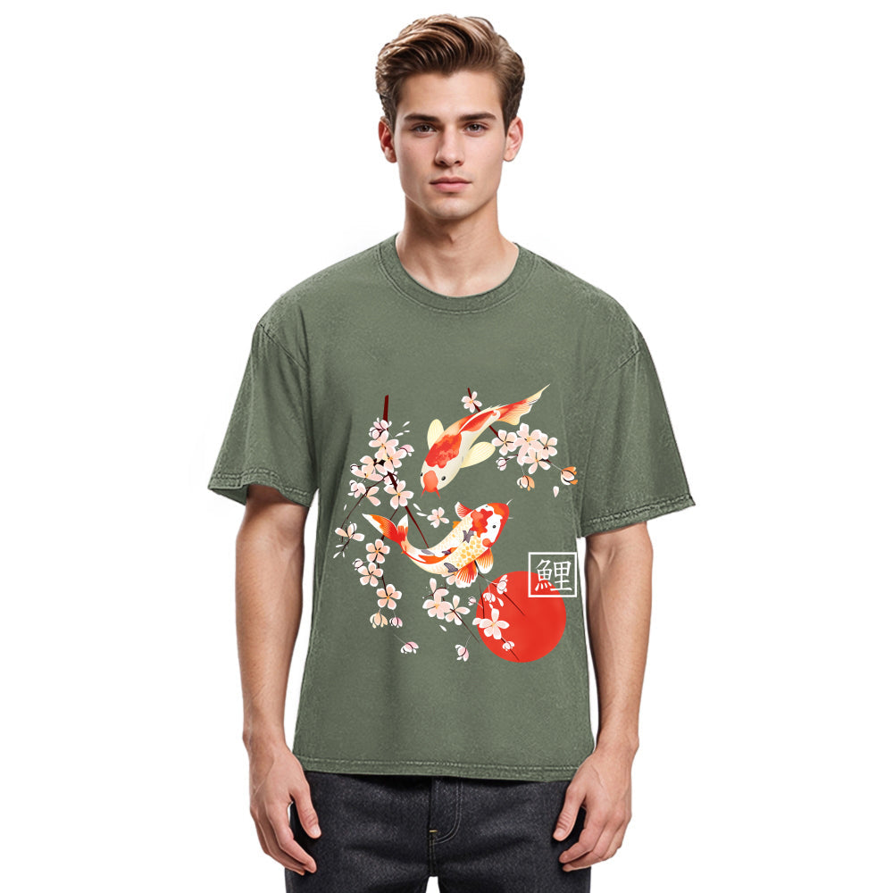 Tokyosol Japanese Auspicious Carp Washed T-Shirt