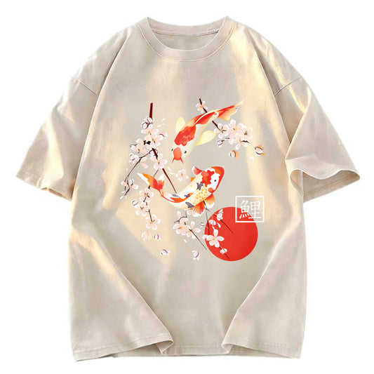 Tokyosol Japanese Auspicious Carp Washed T-Shirt