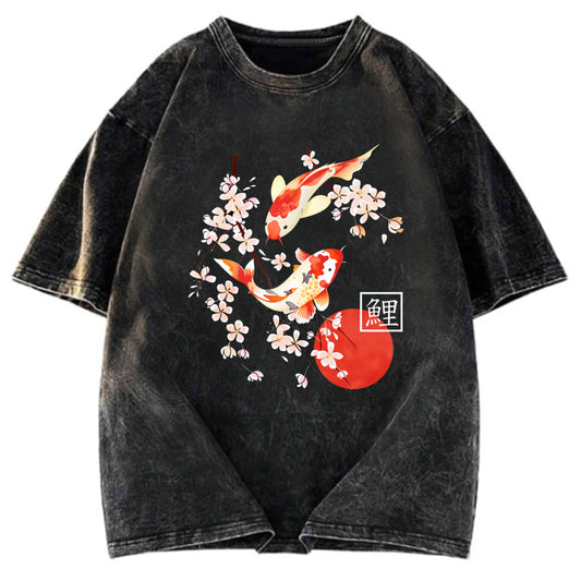Tokyosol Japanese Auspicious Carp Washed T-Shirt