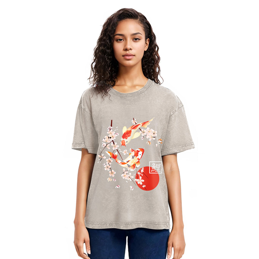 Tokyosol Japanese Auspicious Carp Washed T-Shirt