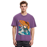 Tokyosol Samurai Cat And Goldfish Washed T-Shirt