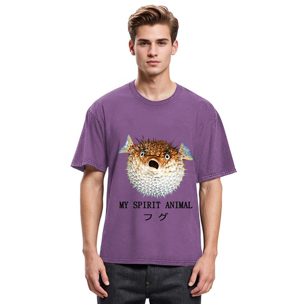 Tokyosol Grumpy Pufferfish Washed T-Shirt