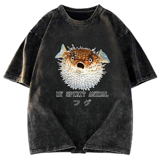 Tokyosol Grumpy Pufferfish Washed T-Shirt