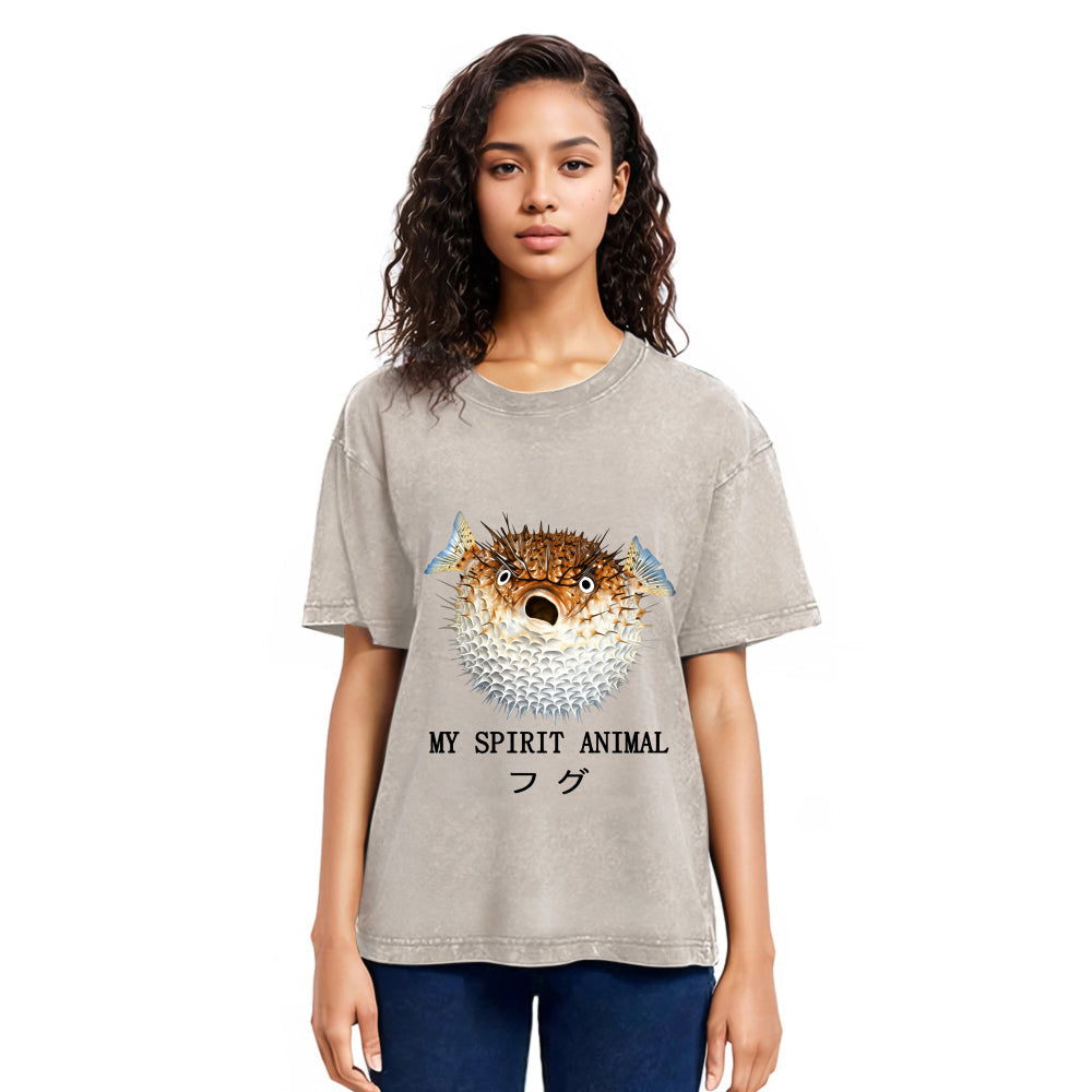 Tokyosol Grumpy Pufferfish Washed T-Shirt
