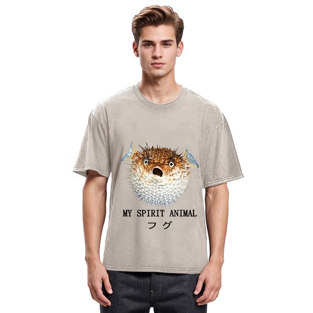 Tokyosol Grumpy Pufferfish Washed T-Shirt