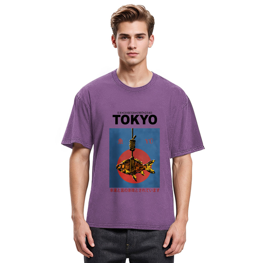 Tokyosol Retro Tokyo Fish Washed T-Shirt