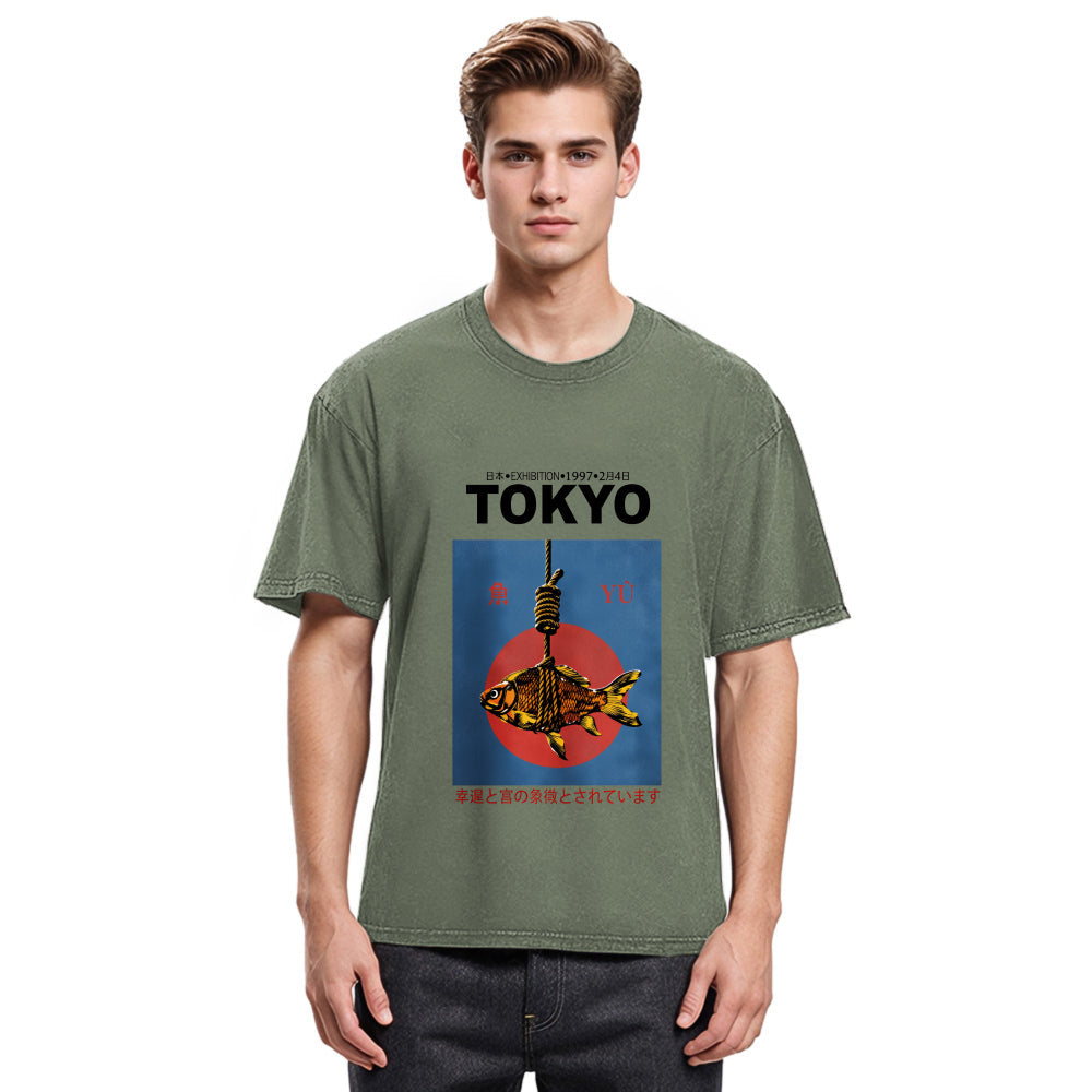 Tokyosol Retro Tokyo Fish Washed T-Shirt