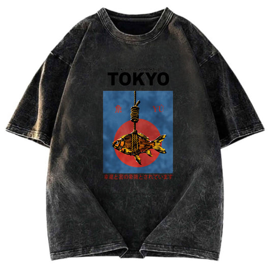 Tokyosol Retro Tokyo Fish Washed T-Shirt