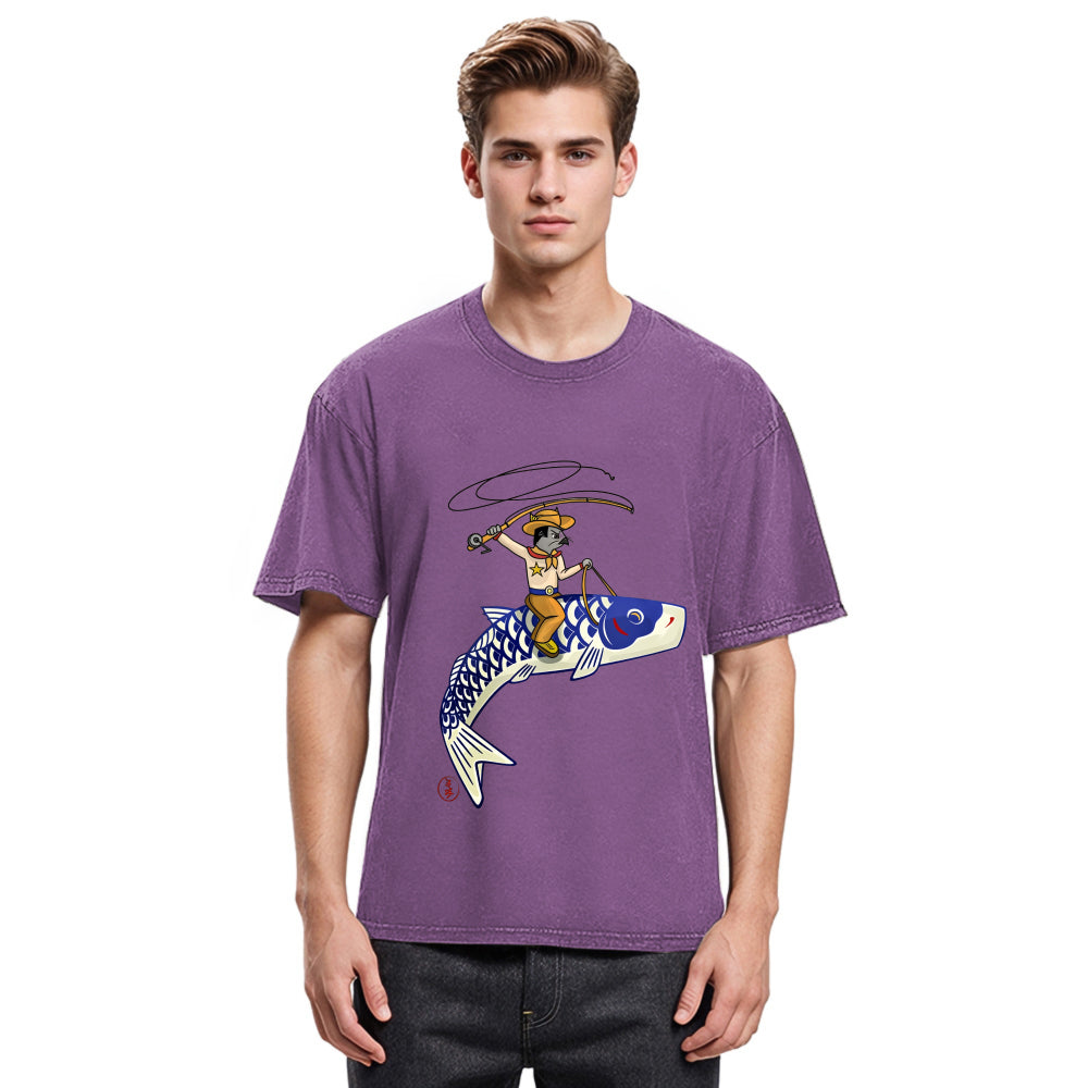 Tokyosol Cowboy Mouse Ride Fish Washed T-Shirt