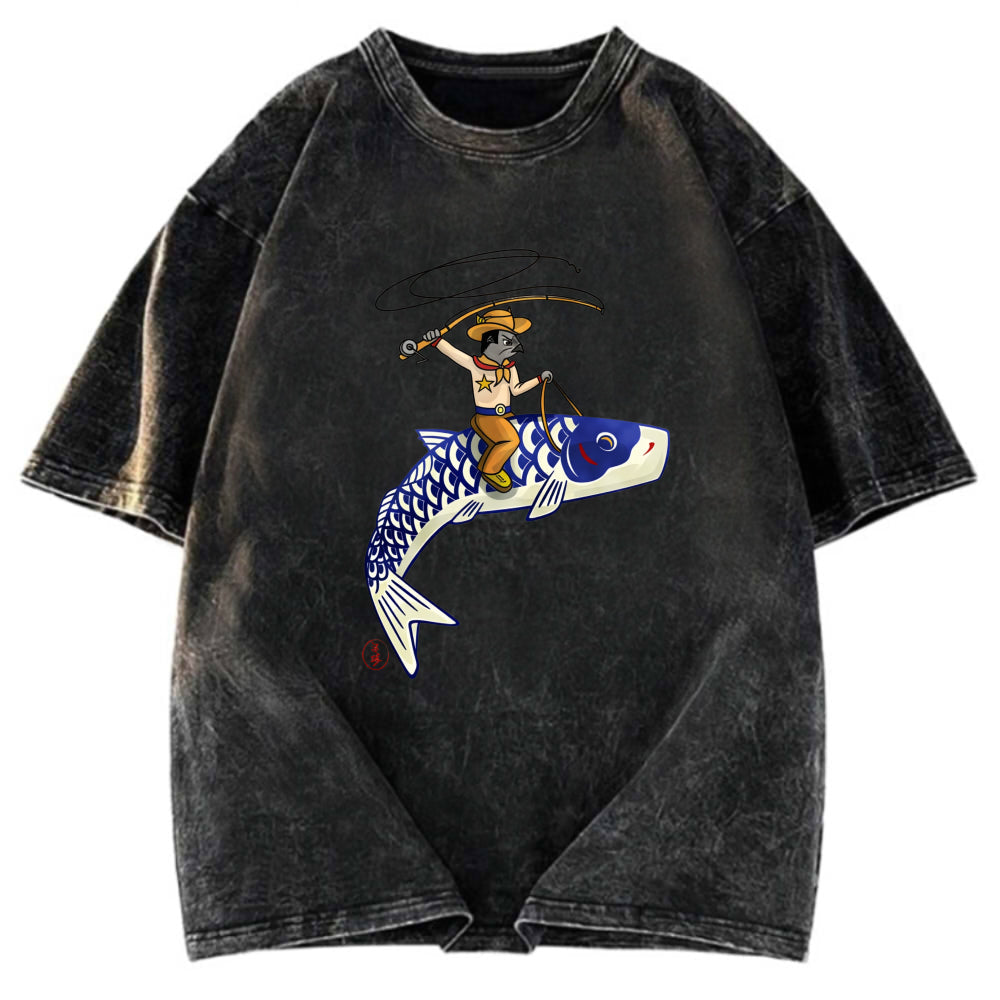 Tokyosol Cowboy Mouse Ride Fish Washed T-Shirt