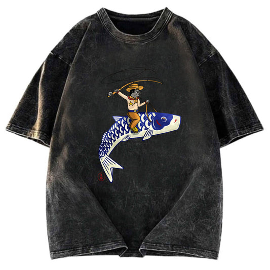 Tokyosol Cowboy Mouse Ride Fish Washed T-Shirt
