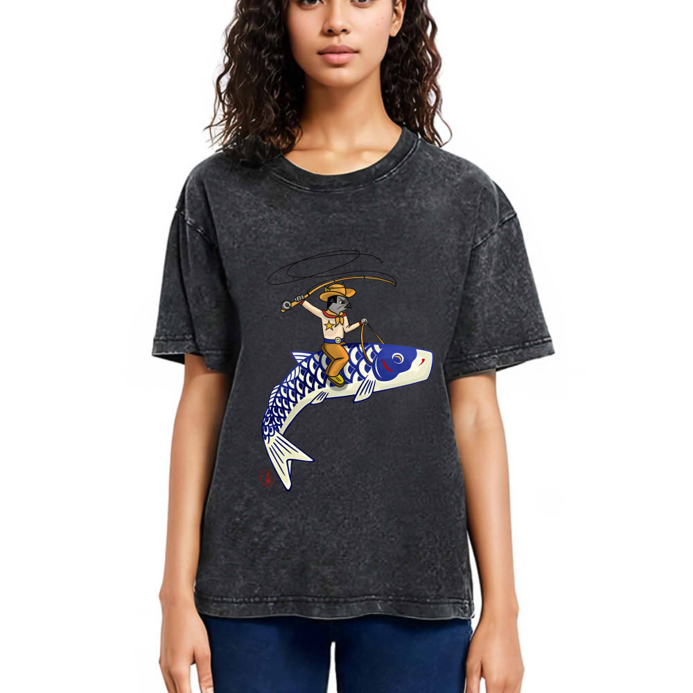Tokyosol Cowboy Mouse Ride Fish Washed T-Shirt