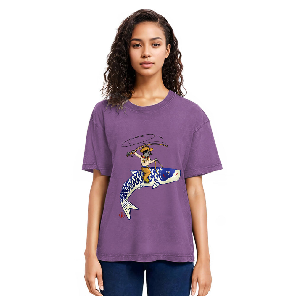 Tokyosol Cowboy Mouse Ride Fish Washed T-Shirt