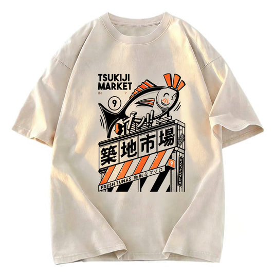 Tokyosol Tsukiji Market Manga Washed T-Shirt
