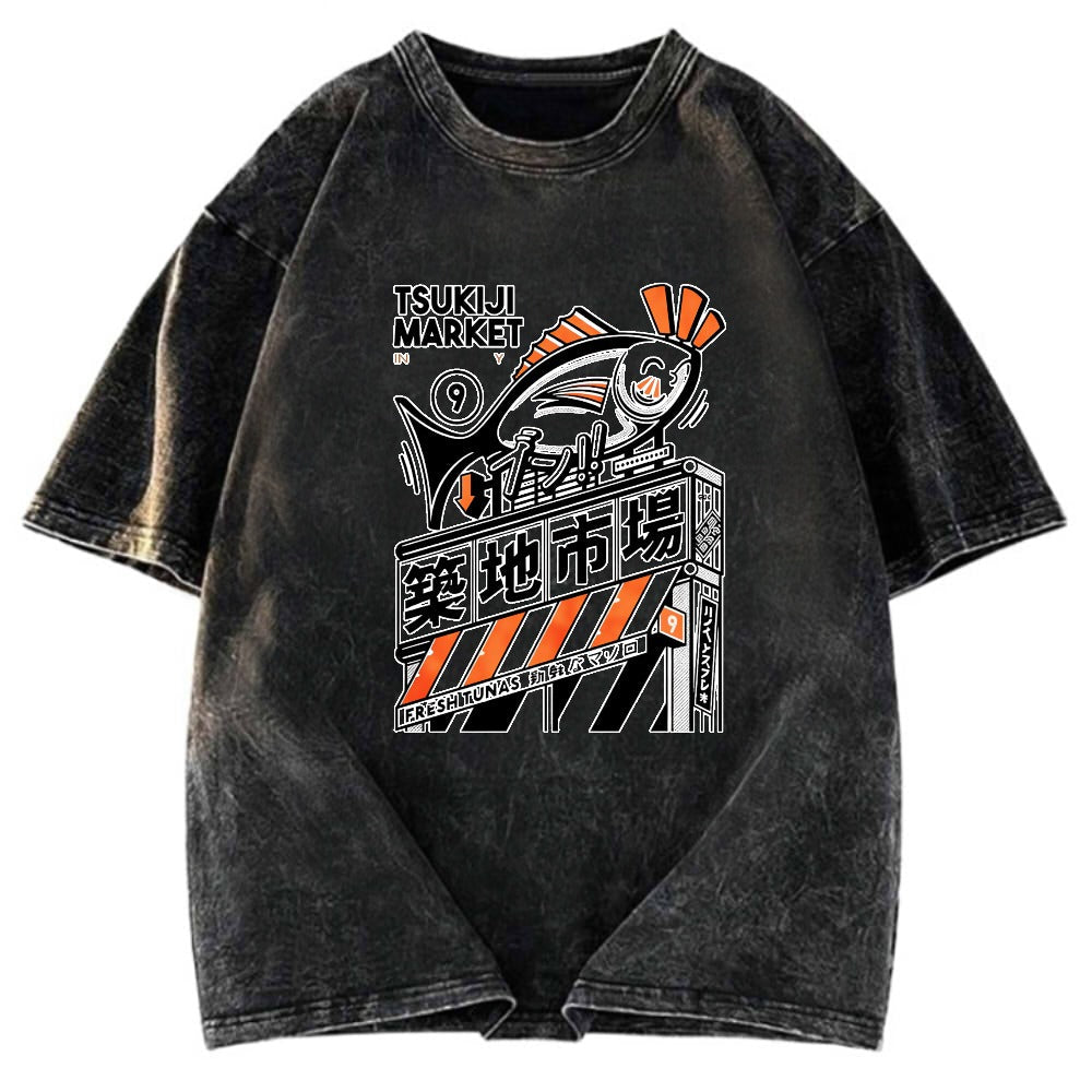 Tokyosol Tsukiji Market Manga Washed T-Shirt
