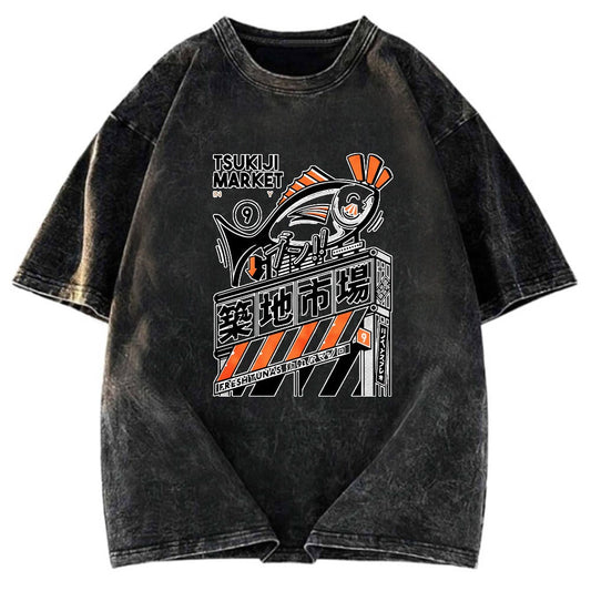 Tokyosol Tsukiji Market Manga Washed T-Shirt