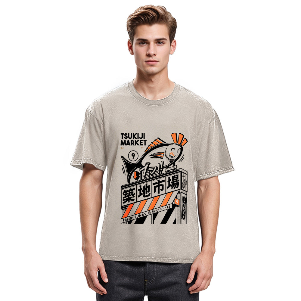 Tokyosol Tsukiji Market Manga Washed T-Shirt