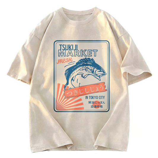 Tokyosol Tsukiji Fish Market Tokyo Japan Washed T-Shirt
