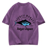 Tokyosol Tsukiji Fish Market Blue Fish Washed T-Shirt