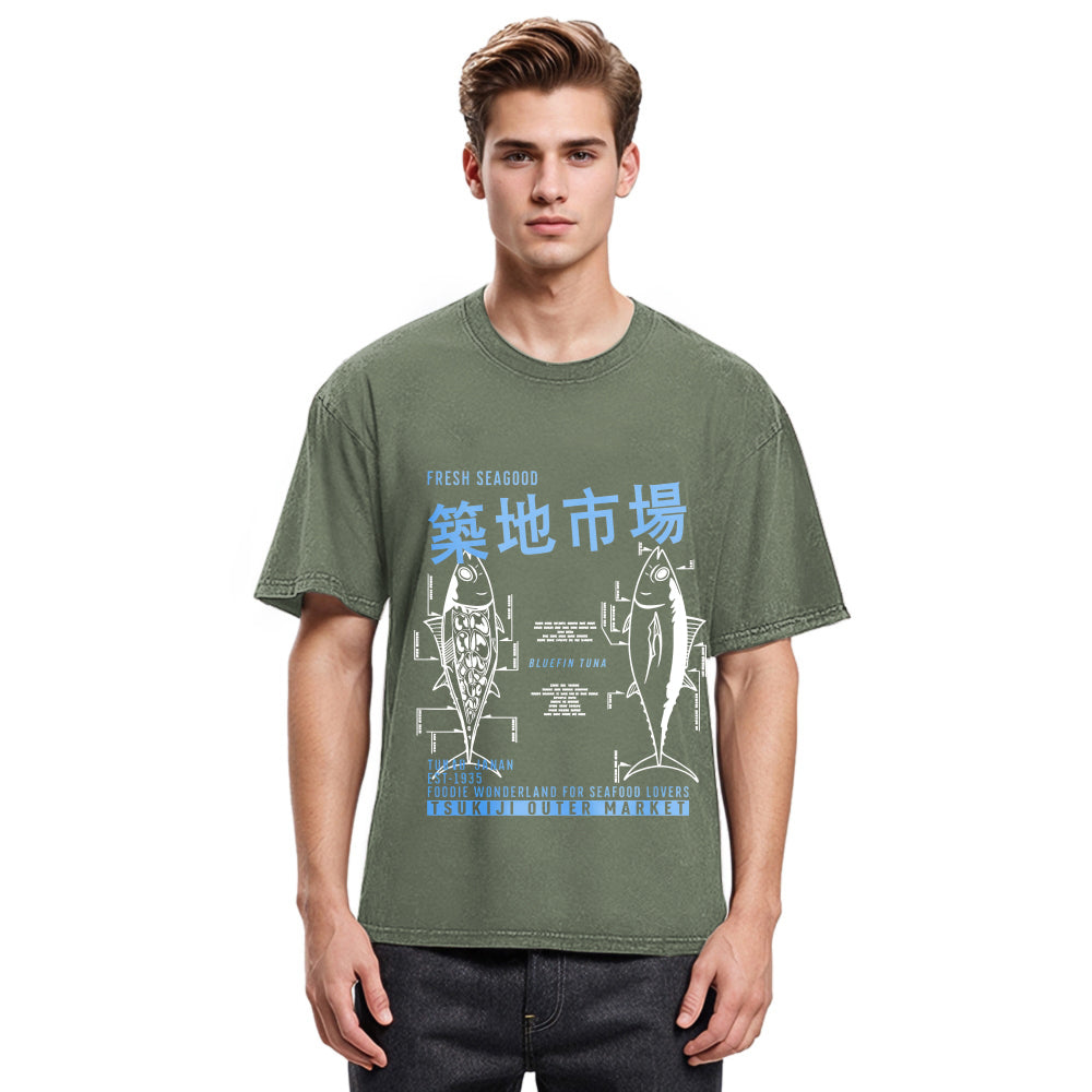 Tokyosol Tsukiji Fish Market Japan Washed T-Shirt