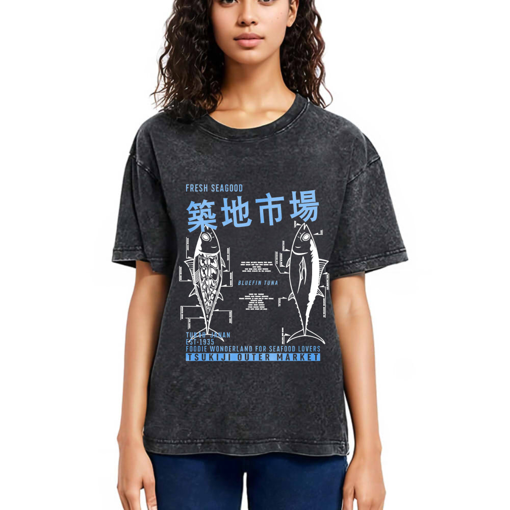 Tokyosol Tsukiji Fish Market Japan Washed T-Shirt