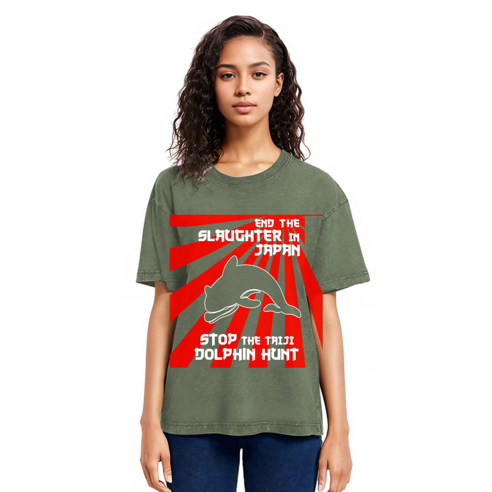 Tokyosol Protest The Taiji Dolphin Hunt Washed T-Shirt