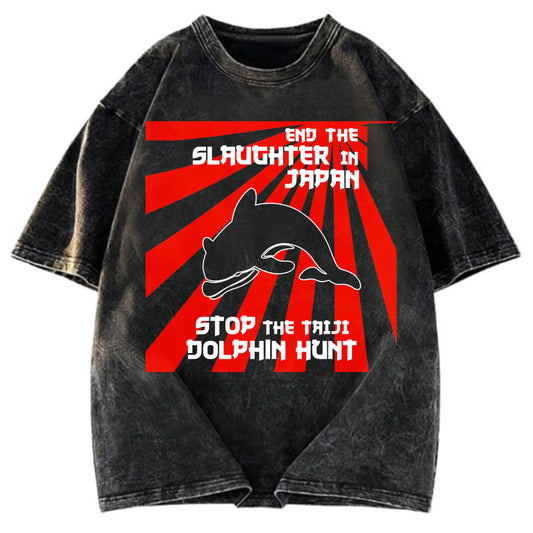 Tokyosol Protest The Taiji Dolphin Hunt Washed T-Shirt