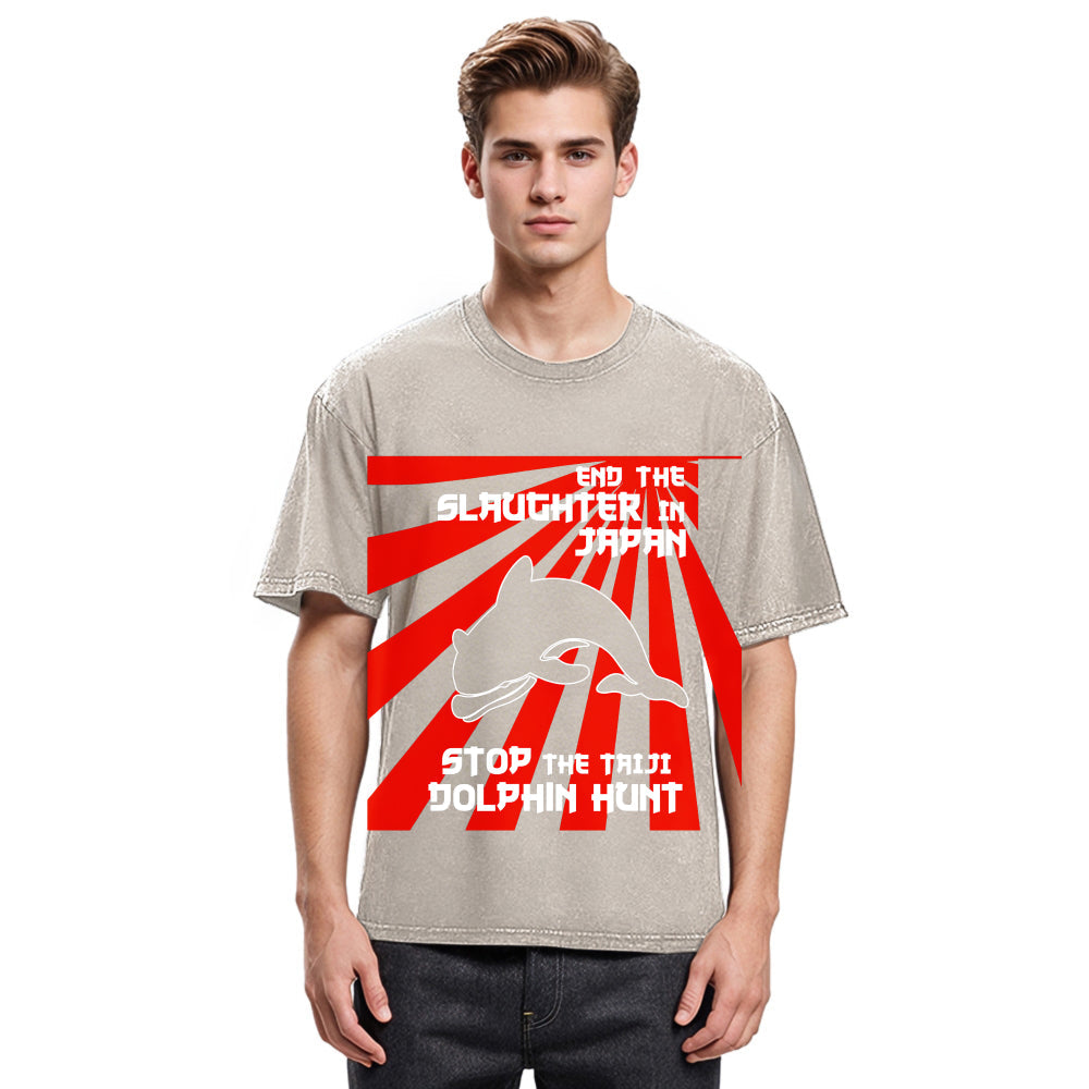 Tokyosol Protest The Taiji Dolphin Hunt Washed T-Shirt