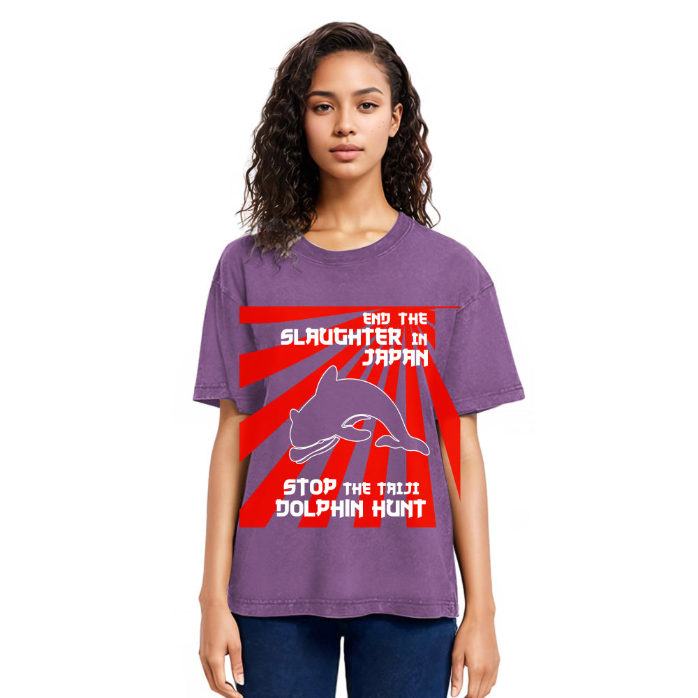 Tokyosol Protest The Taiji Dolphin Hunt Washed T-Shirt
