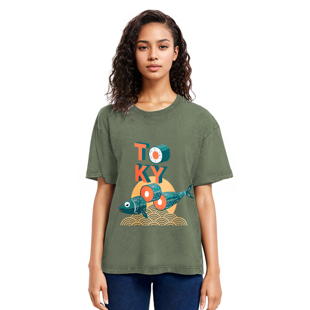 Tokyosol Japanese Tokyo Tuna Washed T-Shirt