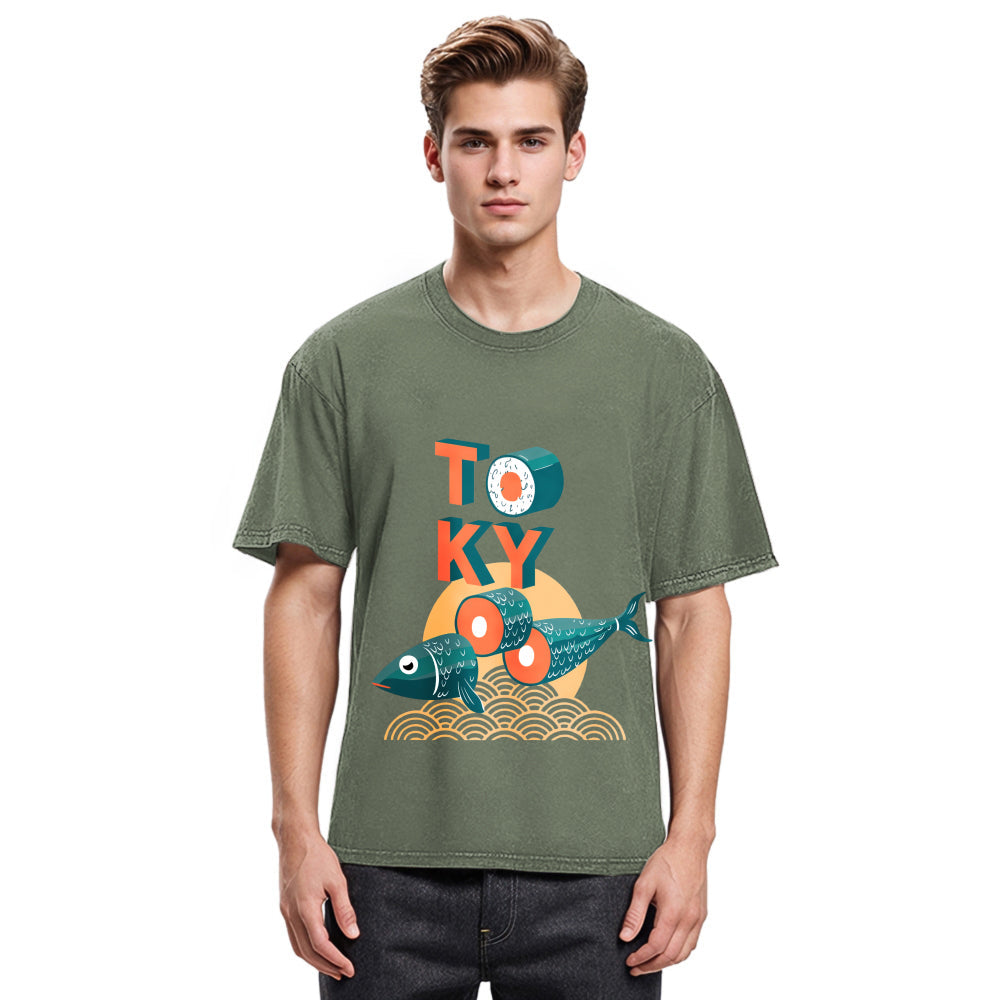 Tokyosol Japanese Tokyo Tuna Washed T-Shirt