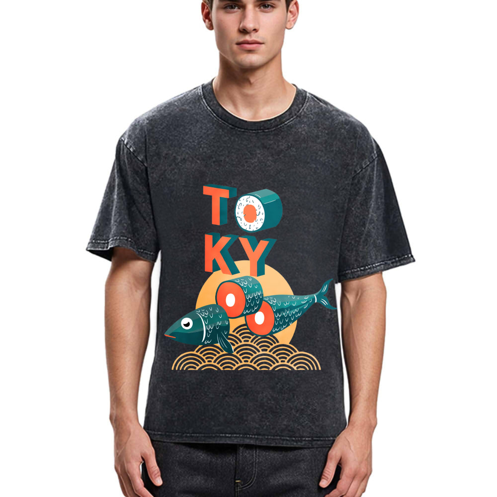 Tokyosol Japanese Tokyo Tuna Washed T-Shirt