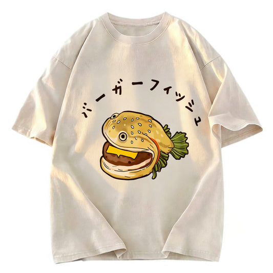 Tokyosol Hamburger Fish Japanese Washed T-Shirt