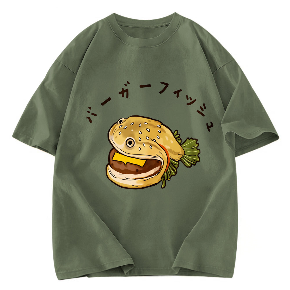 Tokyosol Hamburger Fish Japanese Washed T-Shirt