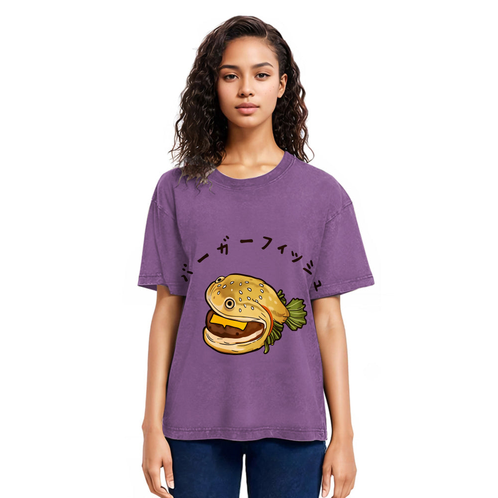 Tokyosol Hamburger Fish Japanese Washed T-Shirt